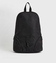 New Look Black Clip Front Backpack
